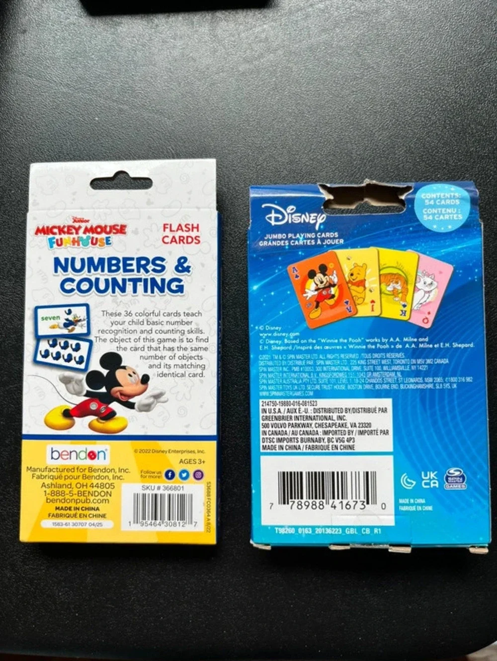 Disney learning deck and jumbo cards for little hands